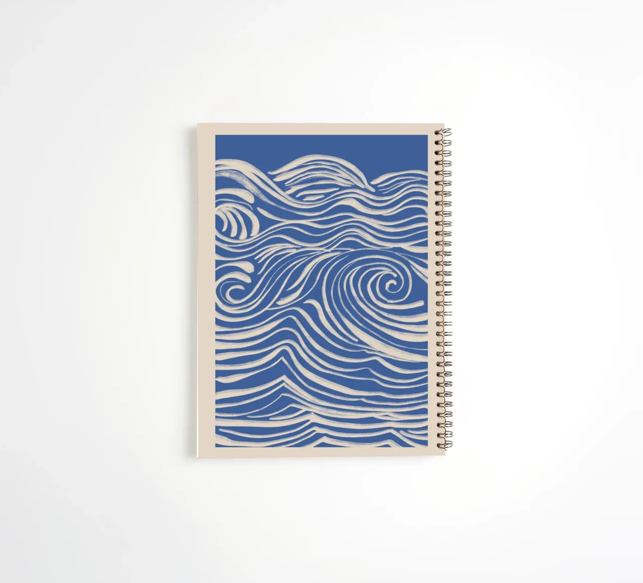 Abstract White Swirls on Blue spiral notebook by Melloi Art Print