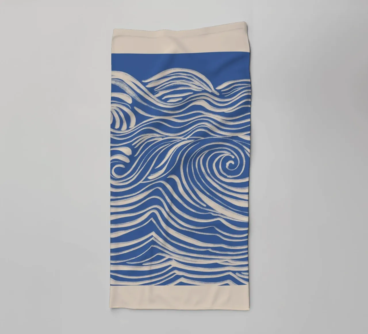 Abstracte witte wervelingen op blauw badhanddoek van Melloi Art Print
