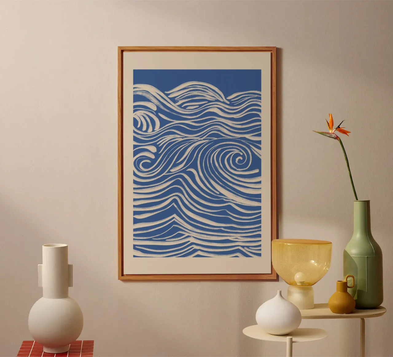 Abstrakte weiße Strudel auf Blau Forex-Platte von Melloi Art Print