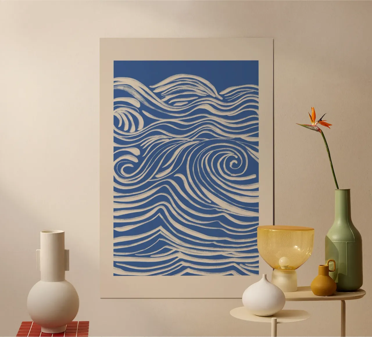 Abstrakte weiße Strudel auf Blau Hahnemühle von Melloi Art Print