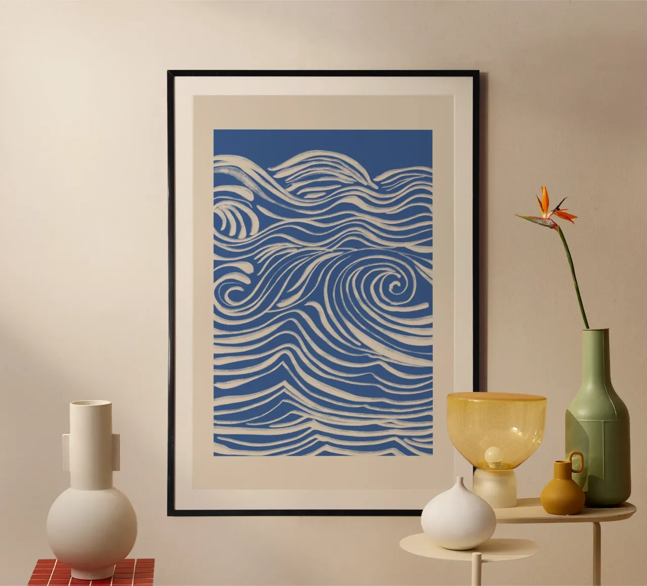 Abstrakte weiße Strudel auf Blau Hahnemühle von Melloi Art Print