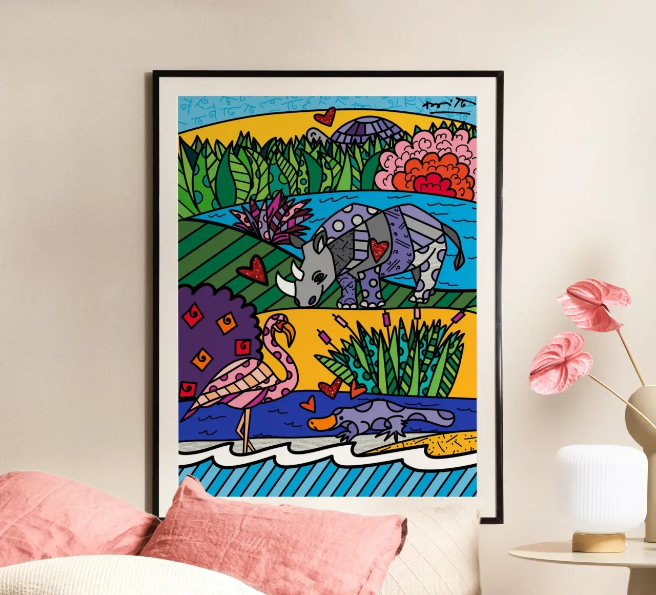 Zoo Britto poster con telaio in legno da Algoritm