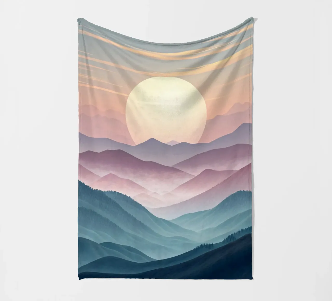 Sérénité majestueuse : Une pleine lune lumineuse s'élevant au-dessus de l'éther plaid polaire de Artistic-shop