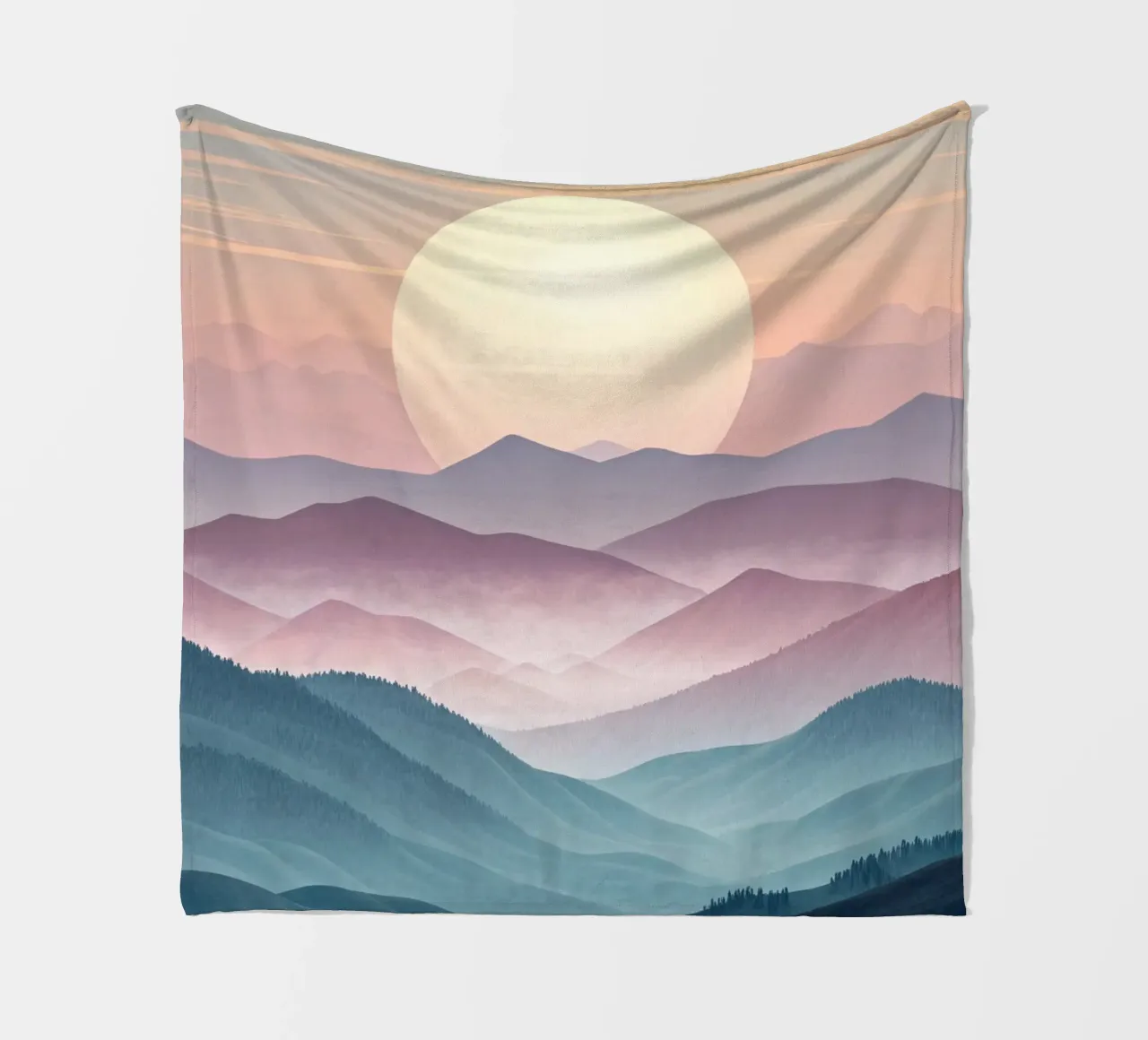 Sérénité majestueuse : Une pleine lune lumineuse s'élevant au-dessus de l'éther plaid polaire de Artistic-shop
