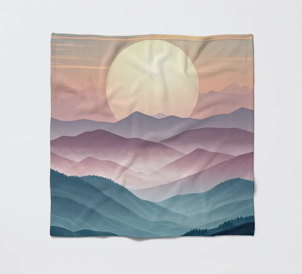 Sérénité majestueuse : Une pleine lune lumineuse s'élevant au-dessus de l'éther plaid polaire de Artistic-shop