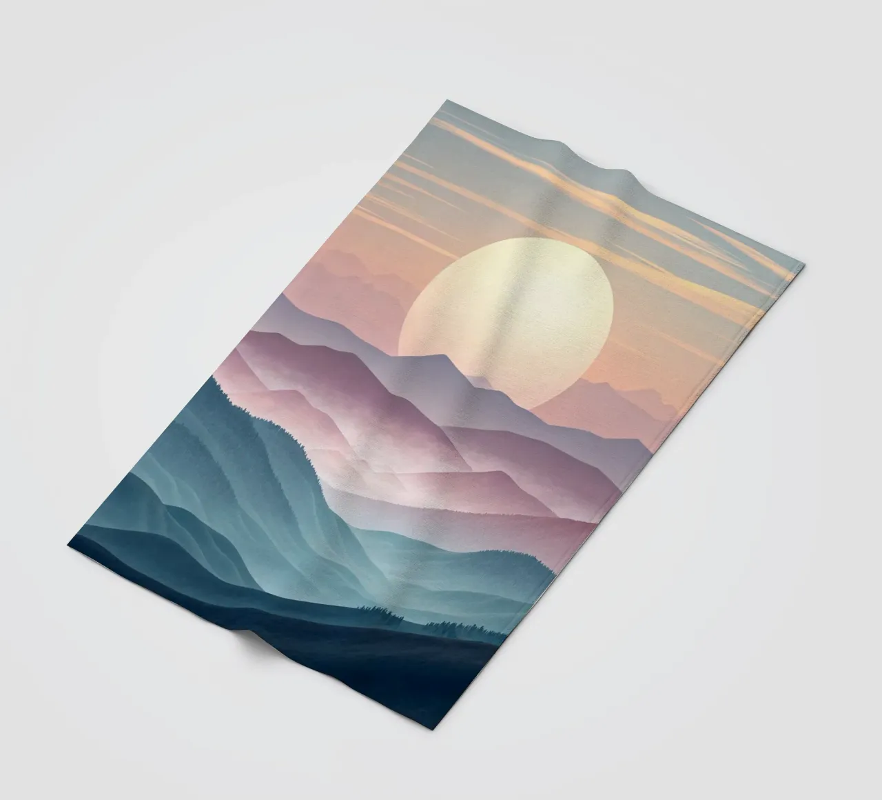Sérénité majestueuse : Une pleine lune lumineuse s'élevant au-dessus de l'éther plaid polaire de Artistic-shop