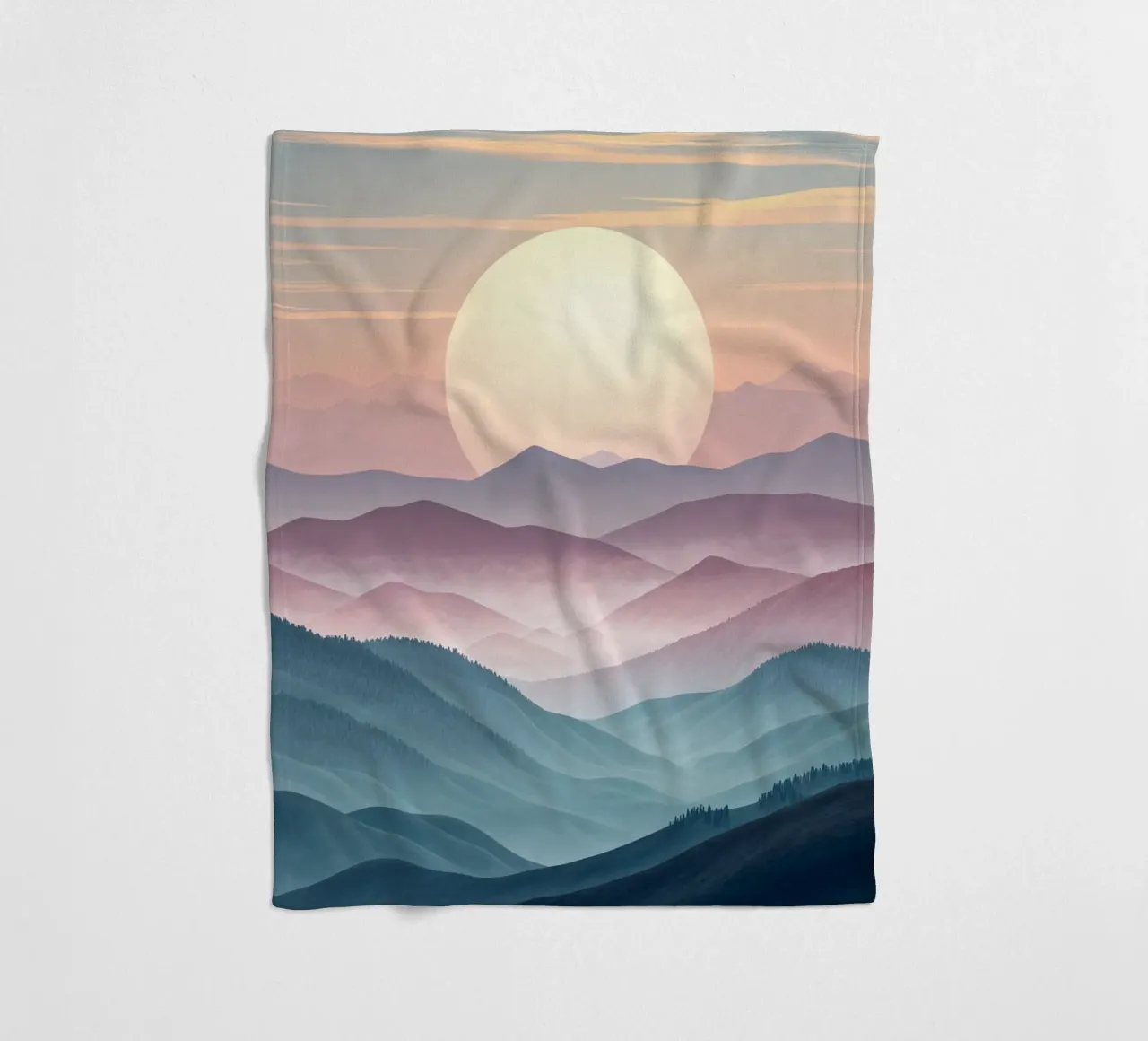 Sérénité majestueuse : Une pleine lune lumineuse s'élevant au-dessus de l'éther plaid polaire de Artistic-shop