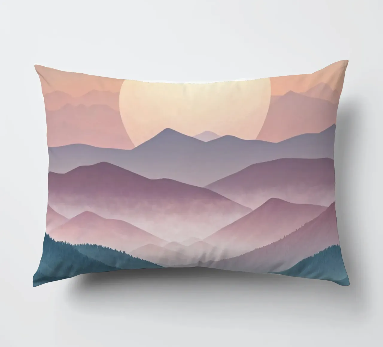 Sérénité majestueuse : Une pleine lune lumineuse s'élevant au-dessus de l'éther coussin de Artistic-shop