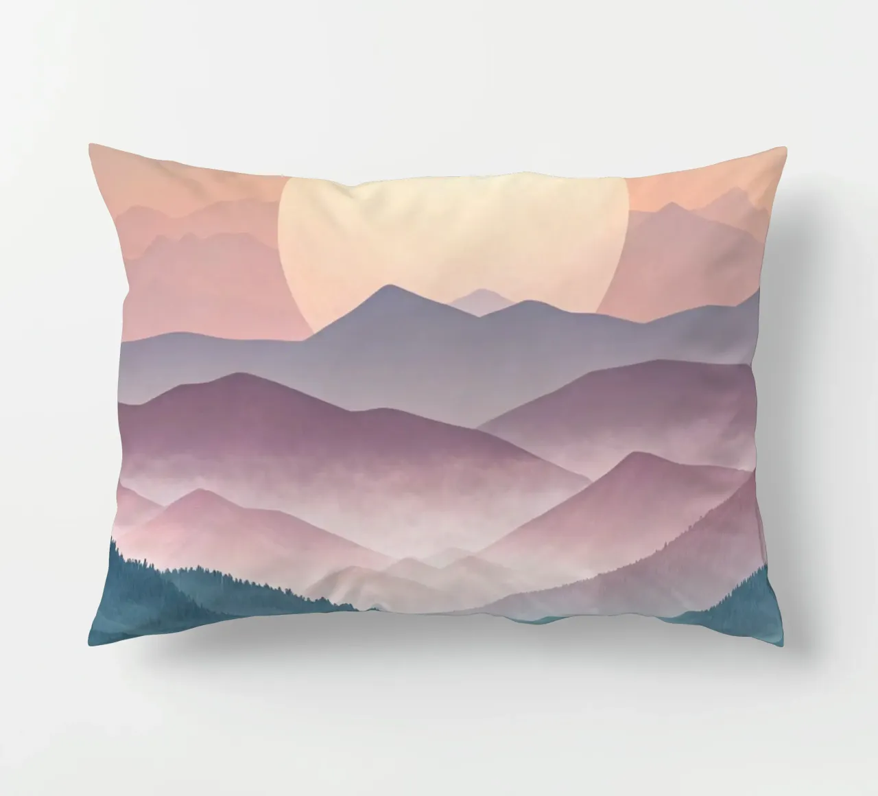 Sérénité majestueuse : Une pleine lune lumineuse s'élevant au-dessus de l'éther coussin de Artistic-shop