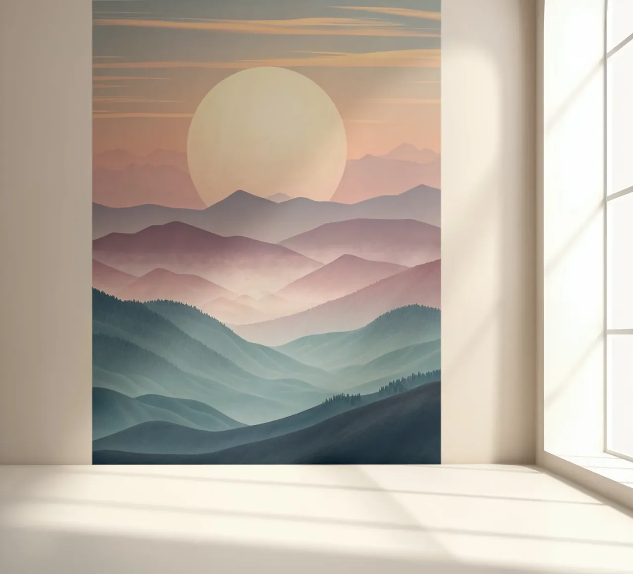 Sérénité majestueuse : Une pleine lune lumineuse s'élevant au-dessus de l'éther papier peint photo de Artistic-shop