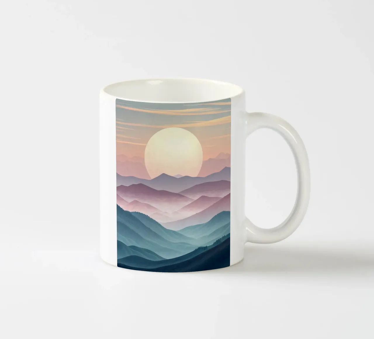 Sérénité majestueuse : Une pleine lune lumineuse s'élevant au-dessus de l'éther mug en céramique de Artistic-shop