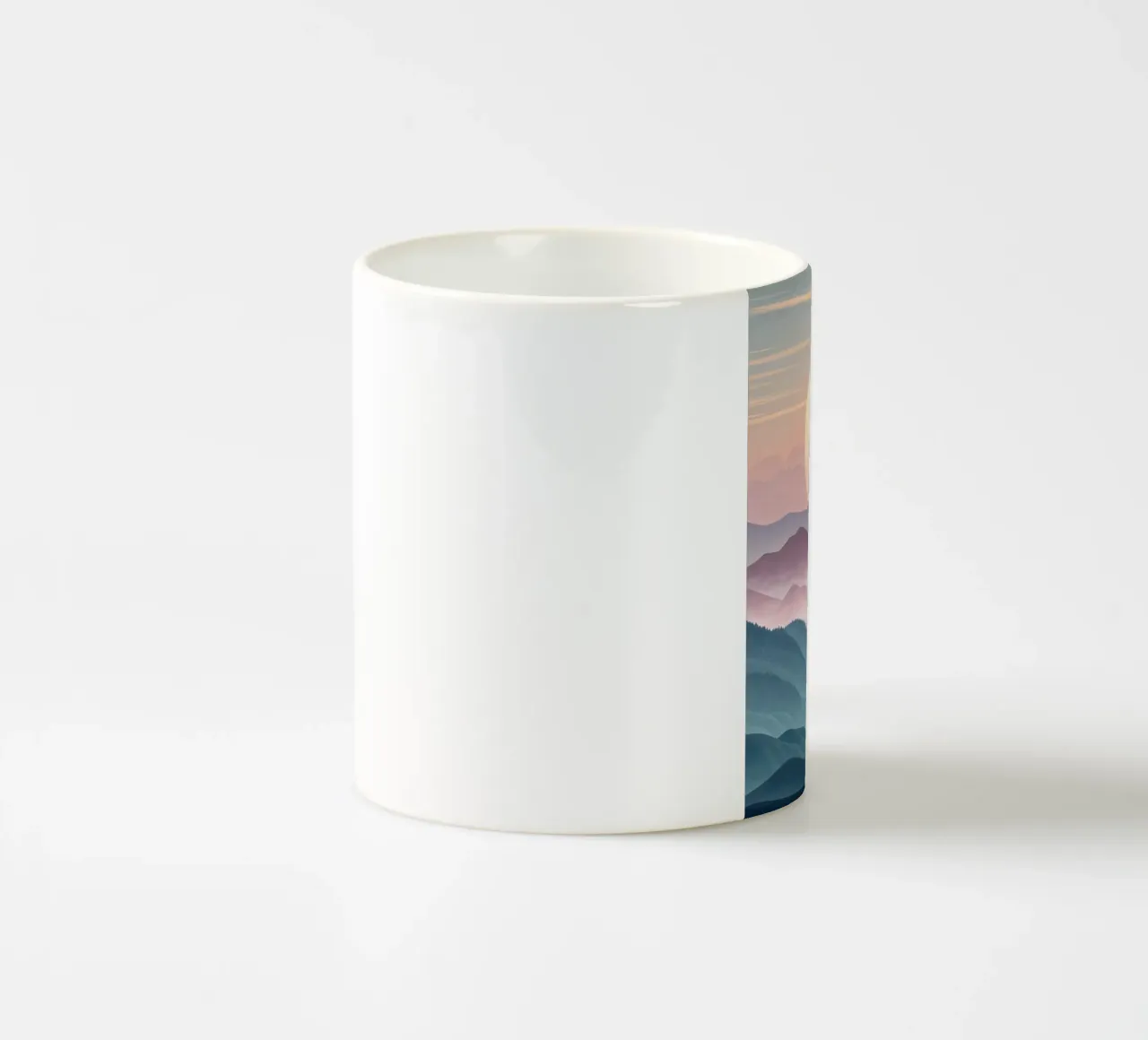 Sérénité majestueuse : Une pleine lune lumineuse s'élevant au-dessus de l'éther mug en céramique de Artistic-shop