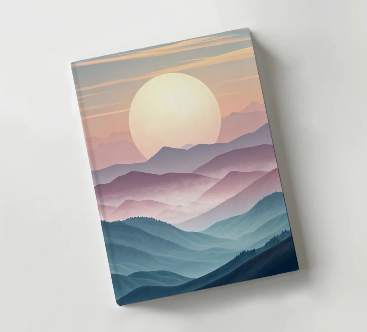 Majestic Serenity: A Luminous Full Moon Ascending Over Ether notebook by Artistic-shop