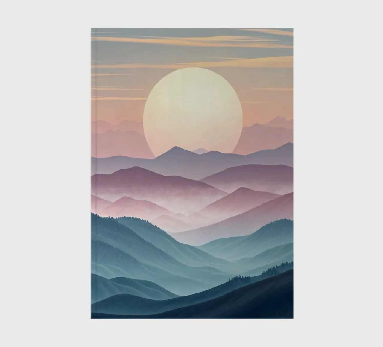 Majestic Serenity: A Luminous Full Moon Ascending Over Ether notebook by Artistic-shop