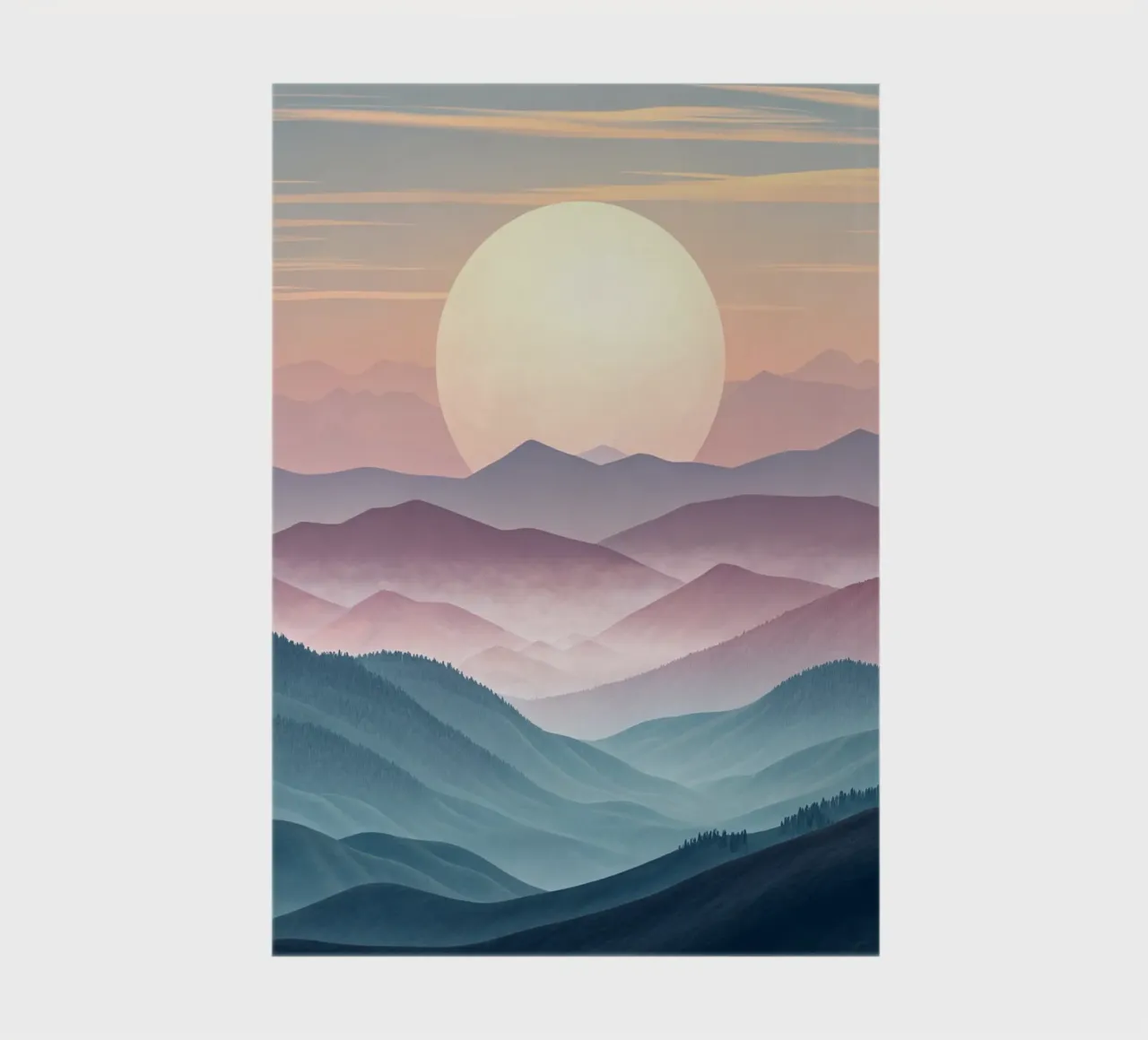 Majestic Serenity: A Luminous Full Moon Ascending Over Ether notebook by Artistic-shop