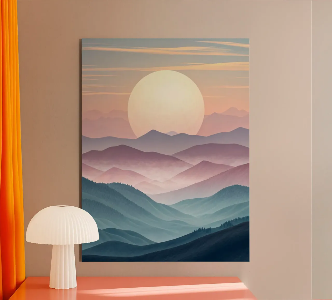 Sérénité majestueuse : Une pleine lune lumineuse s'élevant au-dessus de l'éther alu dibond de Artistic-shop
