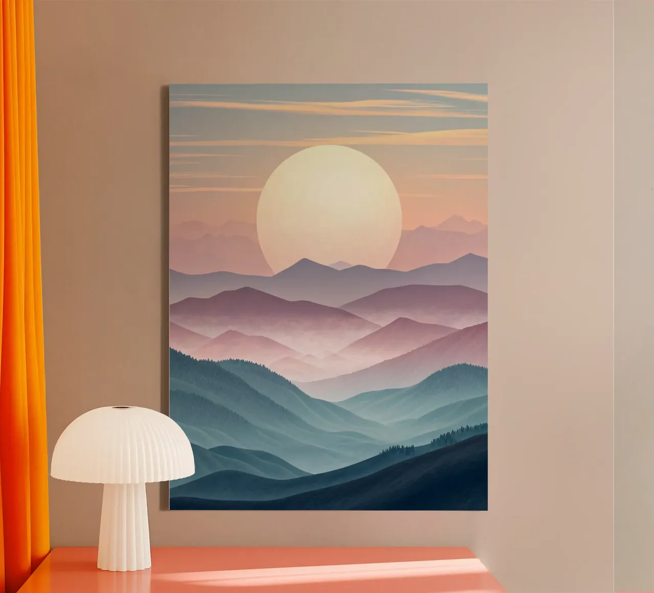 Majestic Serenity: A Luminous Full Moon Ascending Over Ether canvas by Artistic-shop