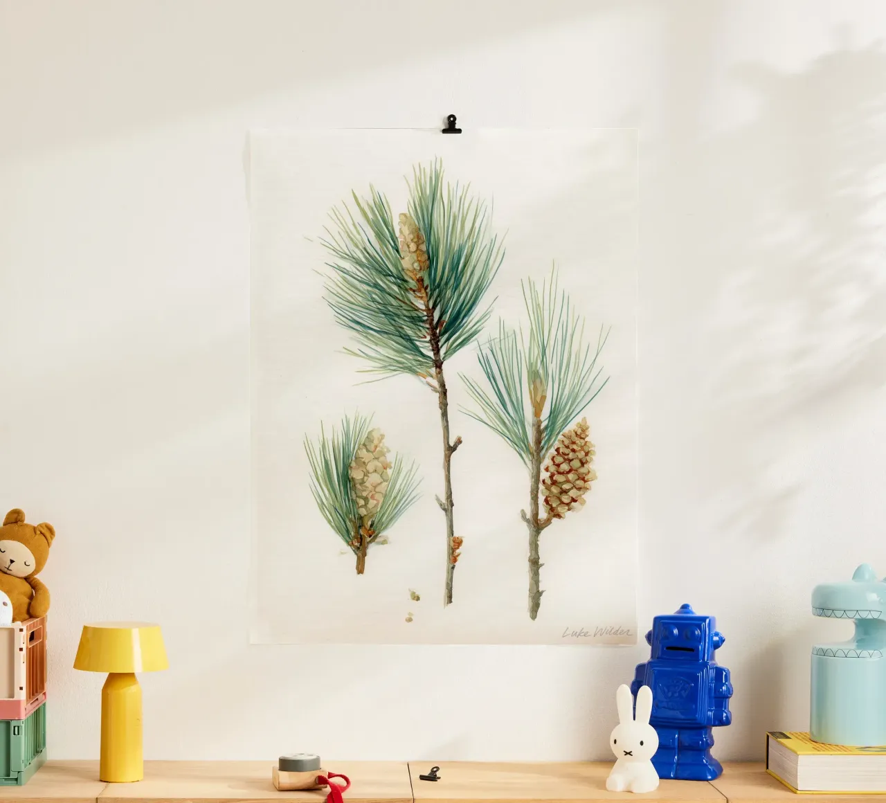 Studi sul pino poster con telaio in legno da Louise Wilder Studio