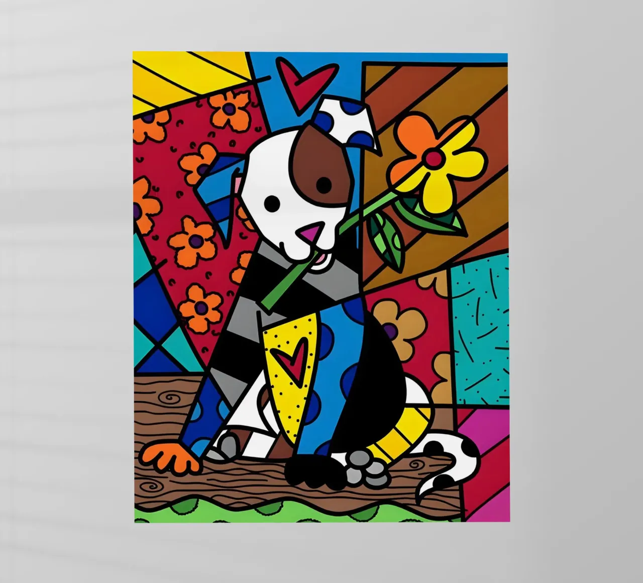 R Britto - Dog and flower pellicola backlit da Algoritm
