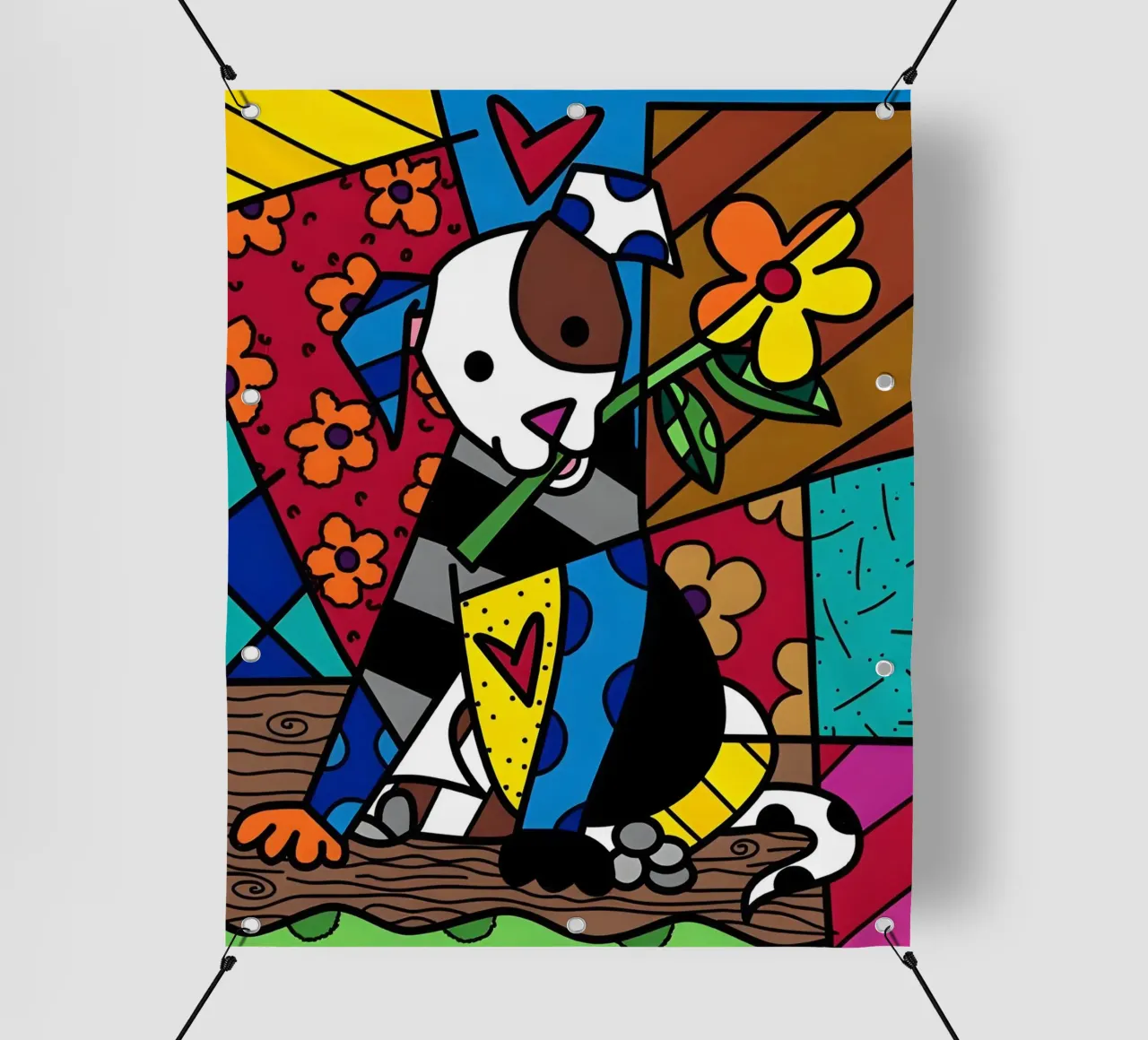 R Britto - Dog and flower telo in pvc da Algoritm