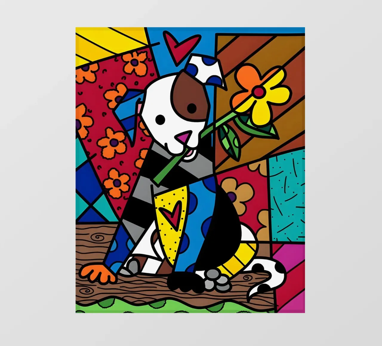 R Britto - Dog and flower telo in pvc da Algoritm