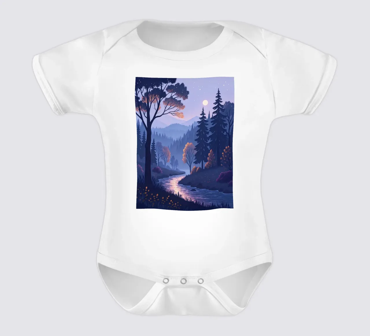 Il viaggio di un fiume tranquillo attraverso la foresta incantata body neonato maniche corte da Artistic-shop