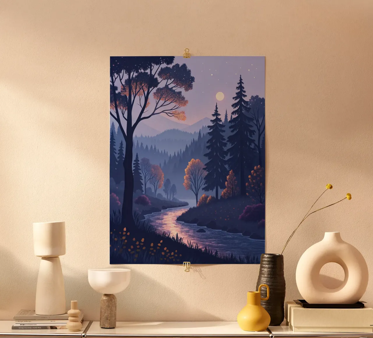 Il viaggio di un fiume tranquillo attraverso la foresta incantata carta hahnemühle da Artistic-shop