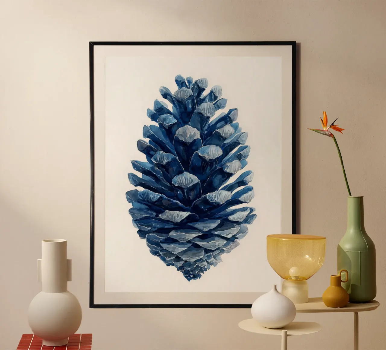 Indigo Pine Cone poster da Louise Wilder Studio