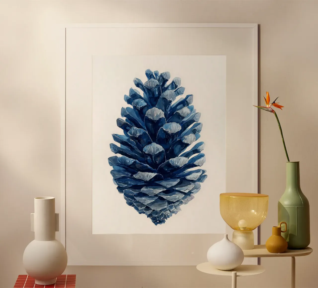 Indigo Pine Cone poster da Louise Wilder Studio