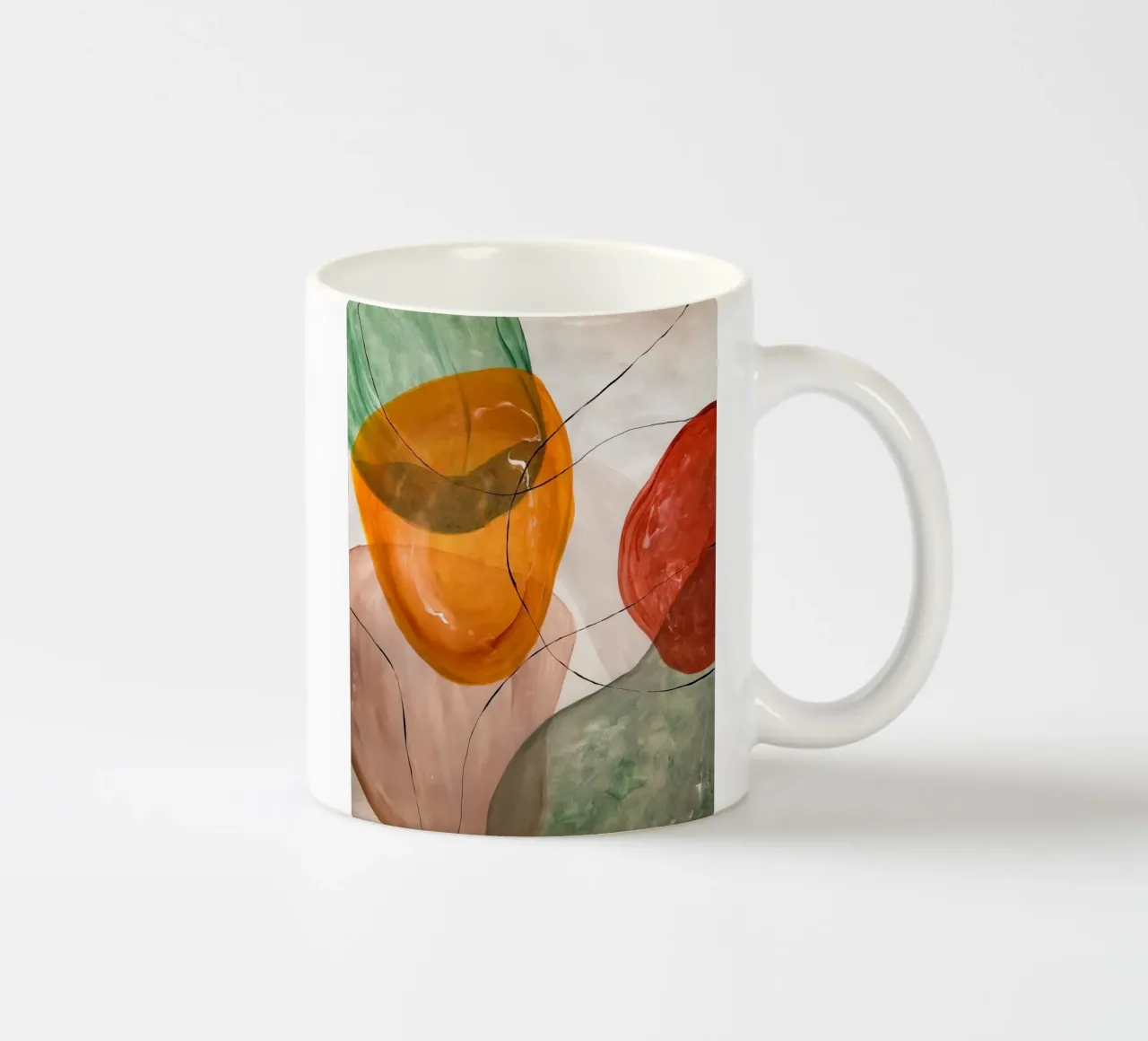 Sovrapposizioni traslucide nei toni dell'arancio e del rosso tazza in ceramica da Artbyvo