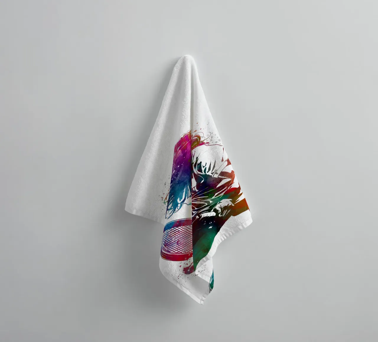 Tennis player sport art white towel by SPORT