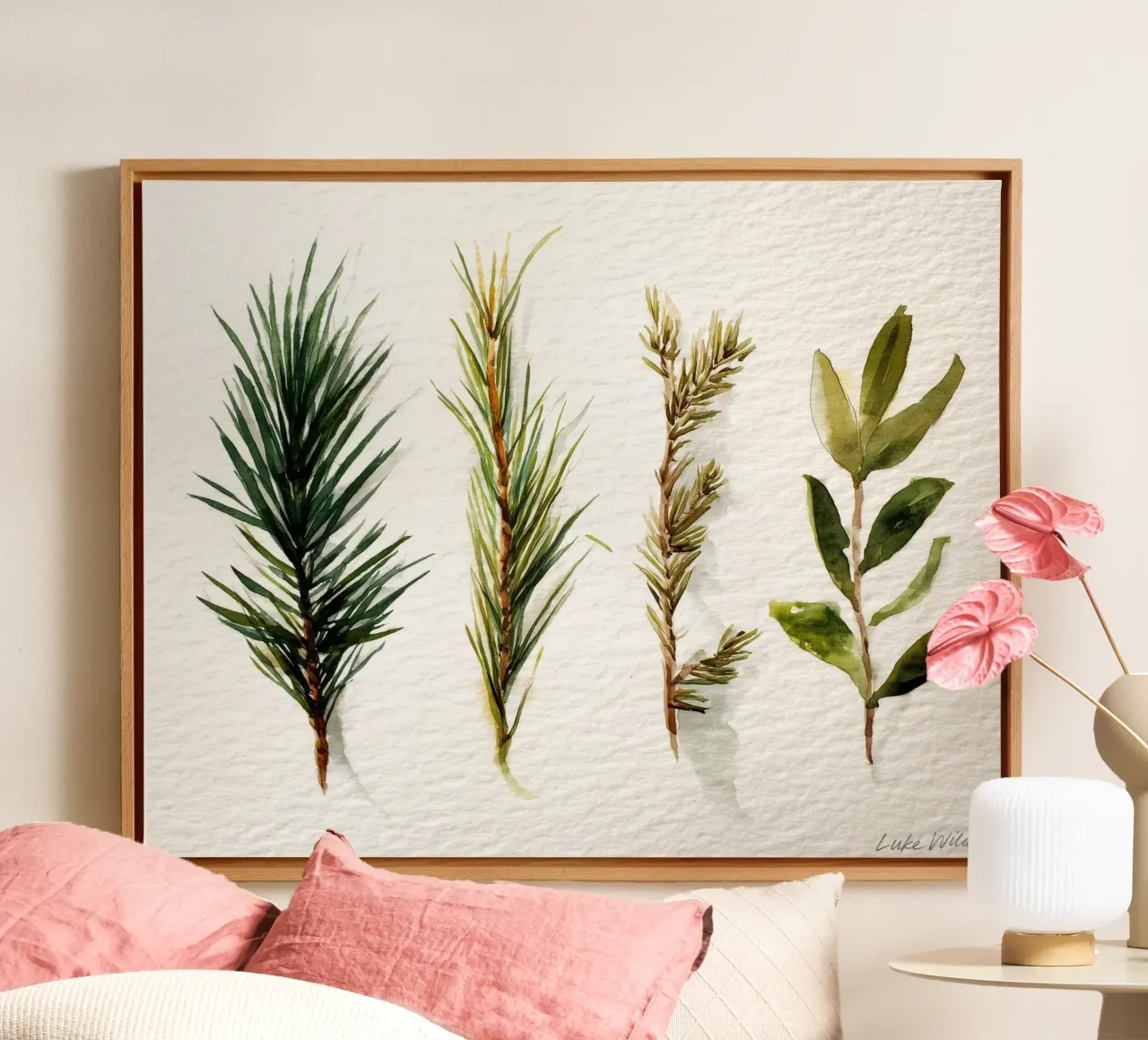Evergreen Quartet canvas met Baklijst van Luke Wilder Studio