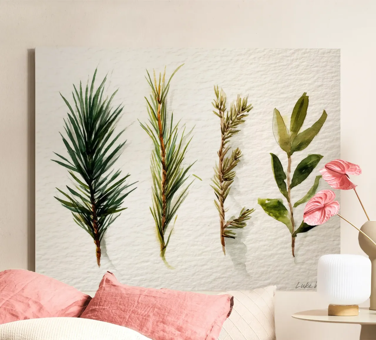 Evergreen Quartet canvas met Baklijst van Luke Wilder Studio