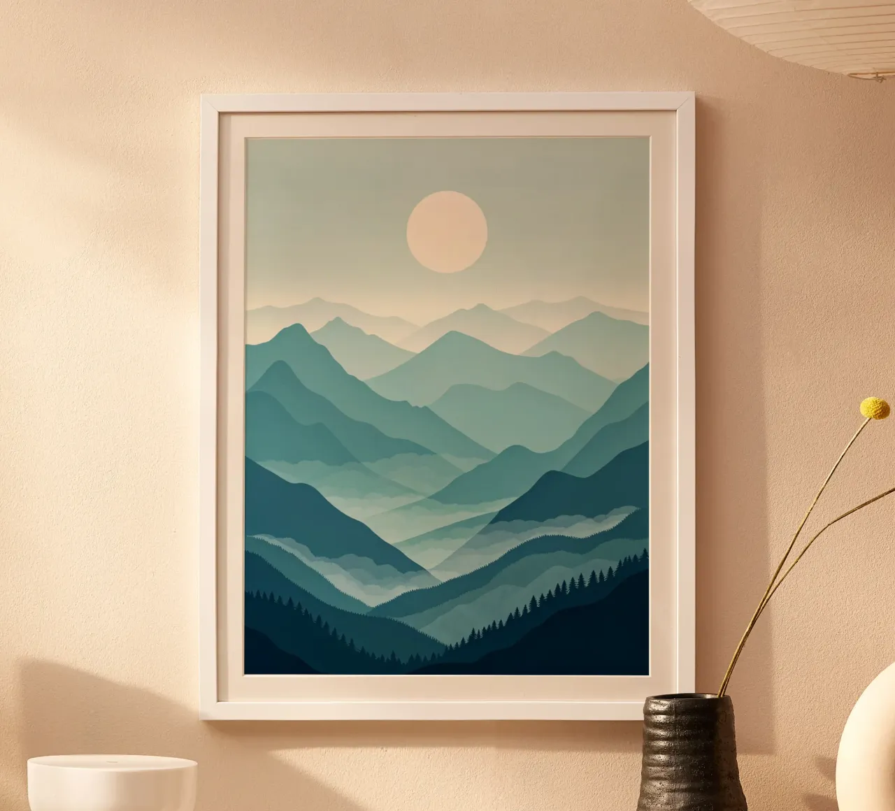 Een rustig blauw natuuruitzicht hahnemühle van Artistic-shop
