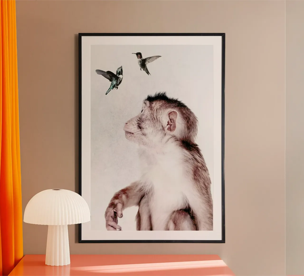 Little Monkey poster con telaio in legno da Wouter Rikken
