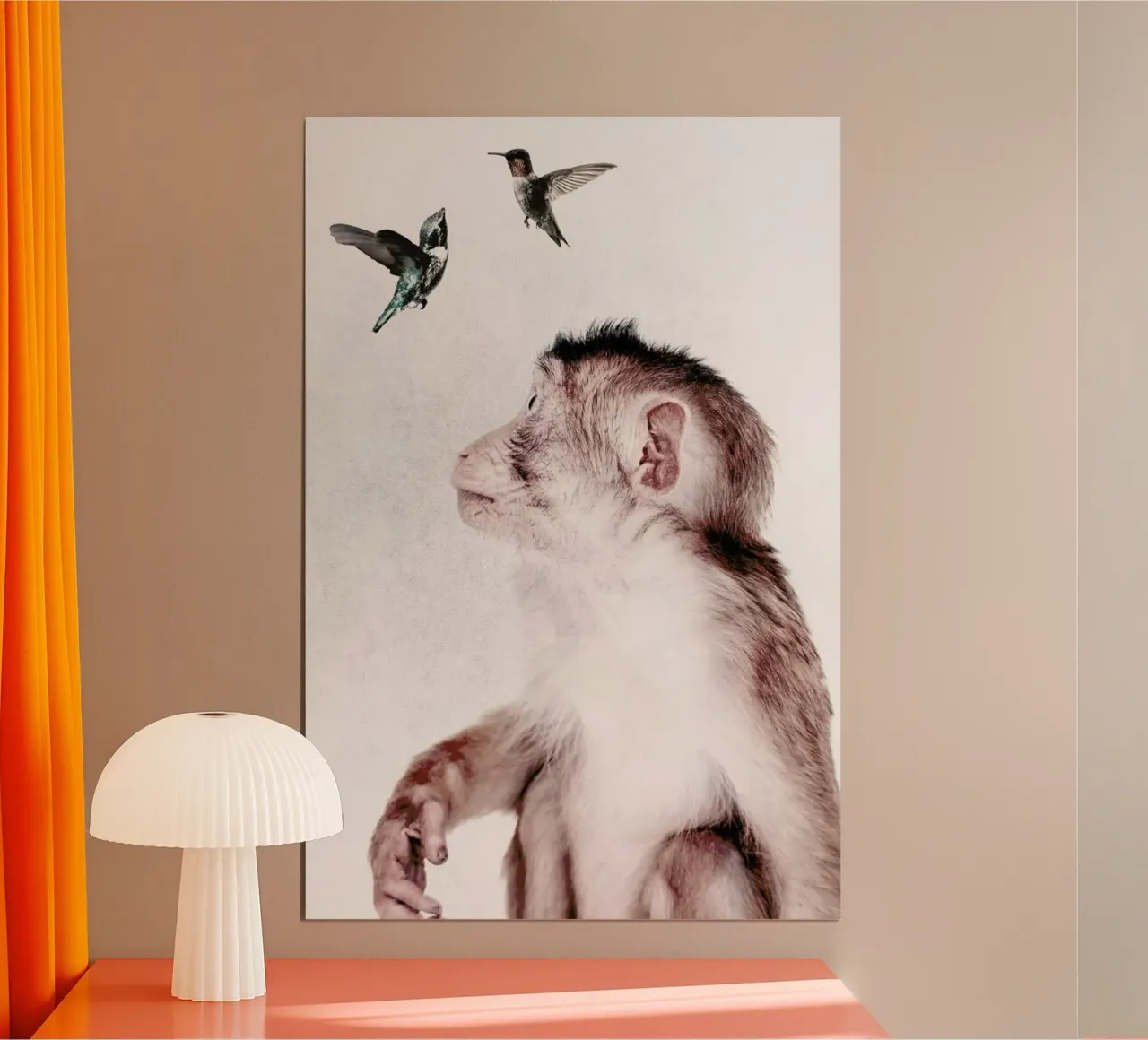 Little Monkey poster con telaio in legno da Wouter Rikken