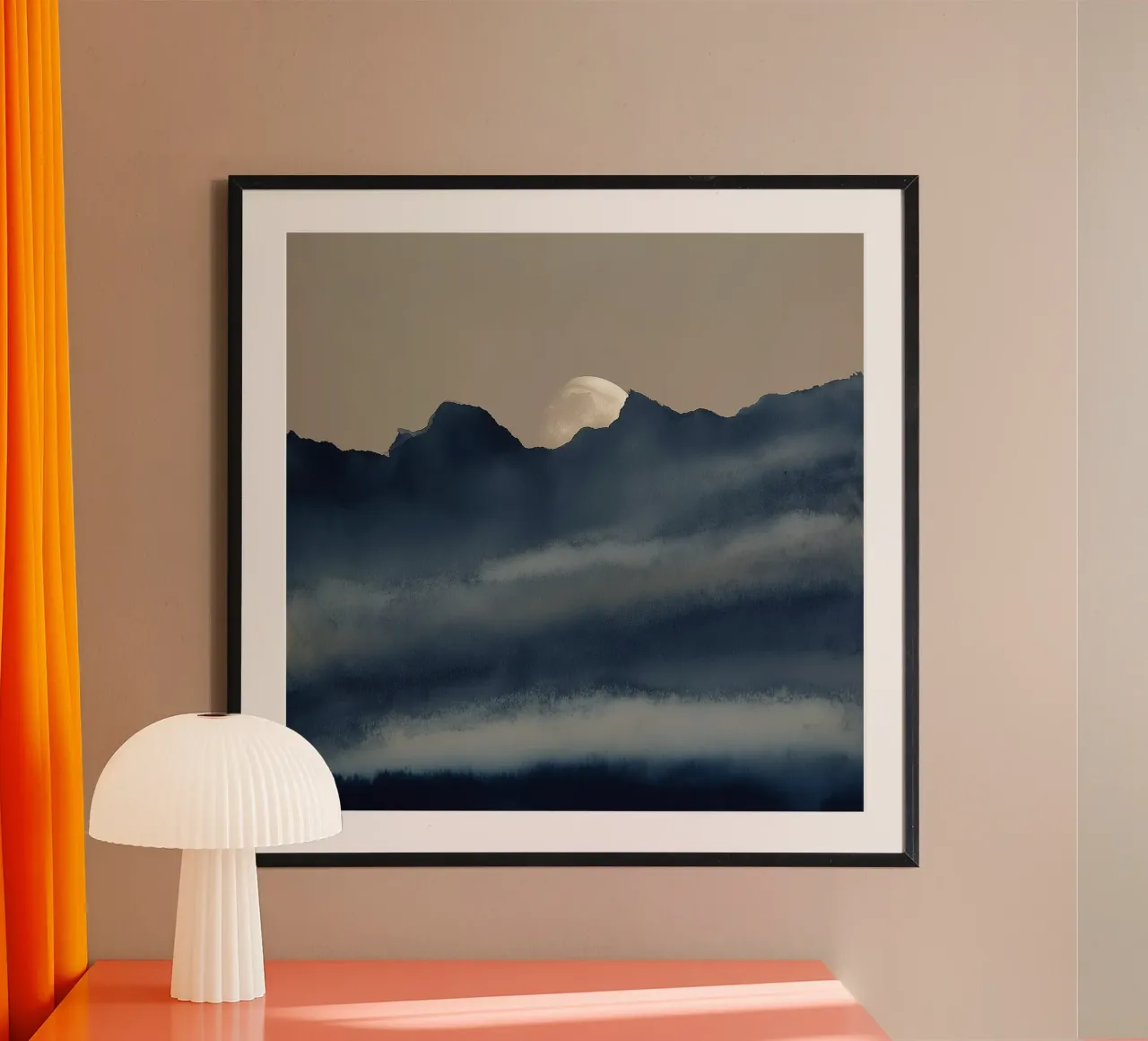 Lever de lune sur les crêtes d'Indigo poster avec cadre en aluminium de Luke Wilder Studio