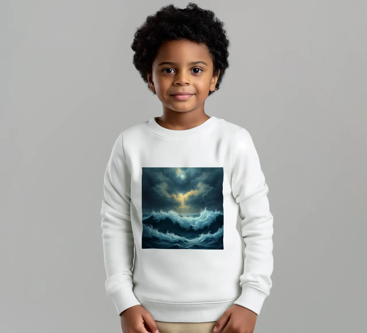 Un océan tempétueux sous un éclat céleste saisissant sweat enfant de Artistic-shop