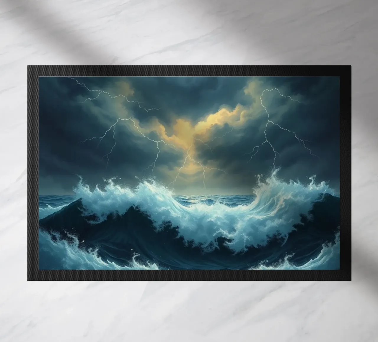 A Tempestuous Ocean Under a Striking Celestial Glow doormat by Artistic-shop