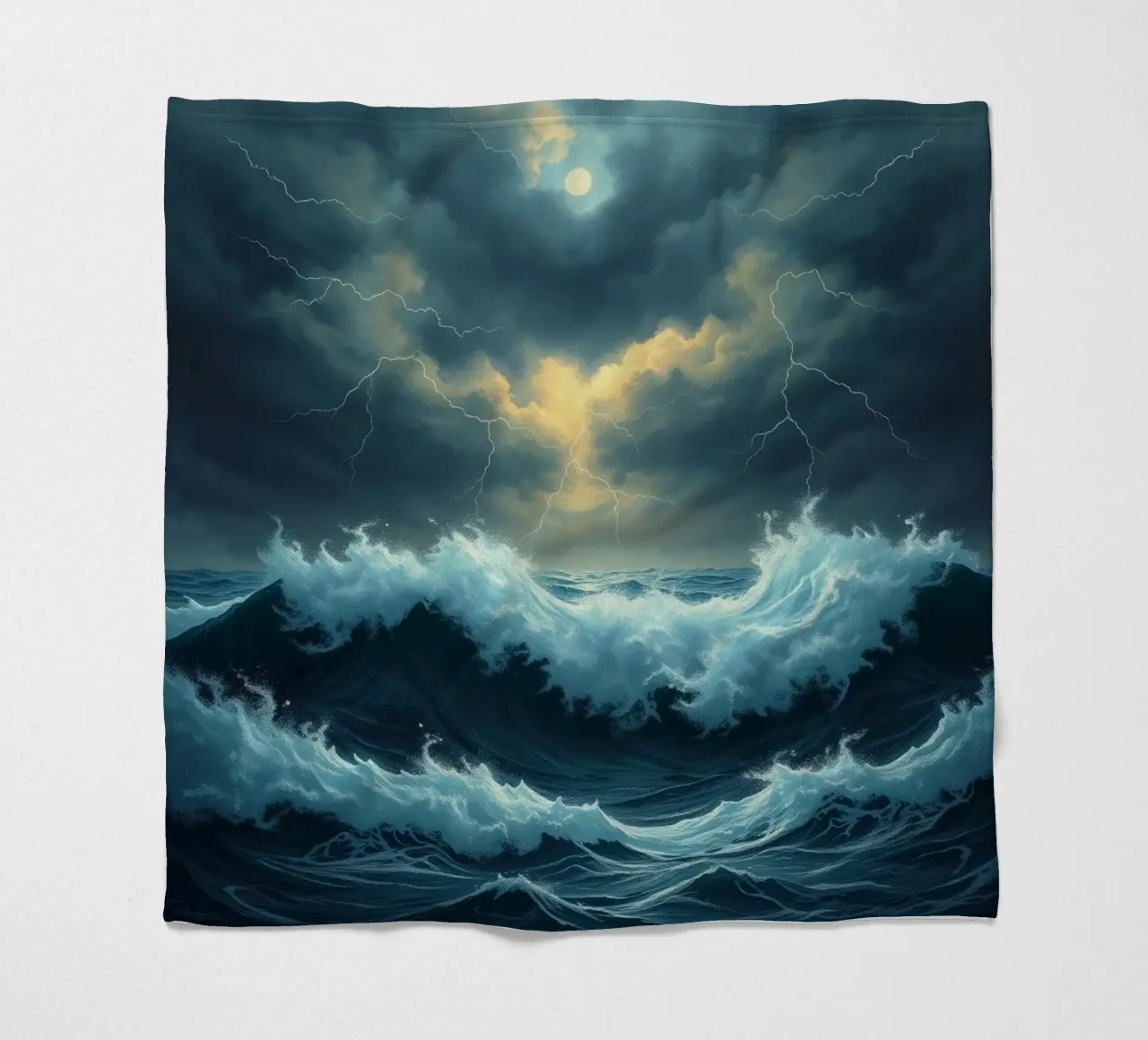A Tempestuous Ocean Under a Striking Celestial Glow fleece blanket by Artistic-shop