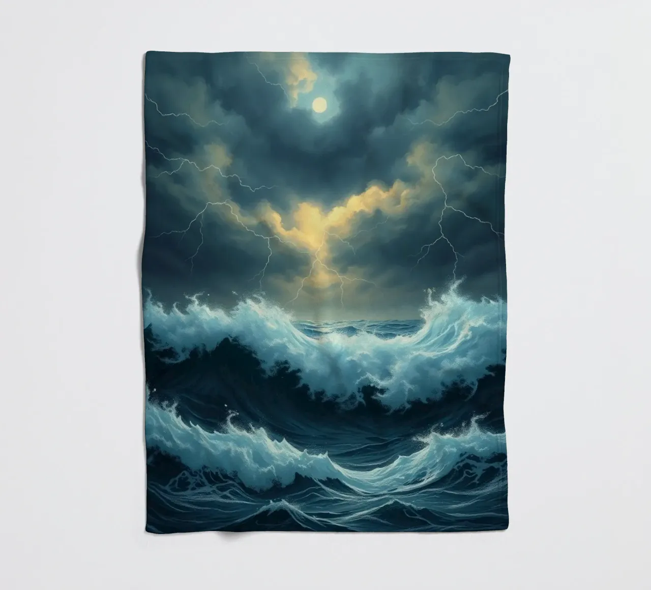 A Tempestuous Ocean Under a Striking Celestial Glow fleece blanket by Artistic-shop