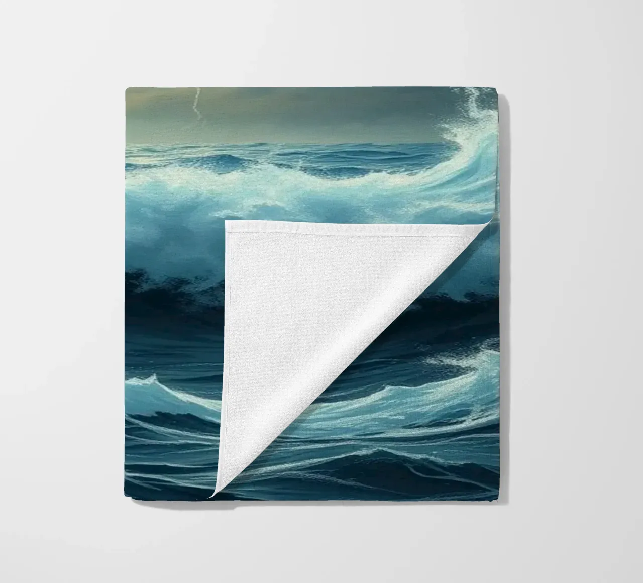 A Tempestuous Ocean Under a Striking Celestial Glow beach towel by Artistic-shop