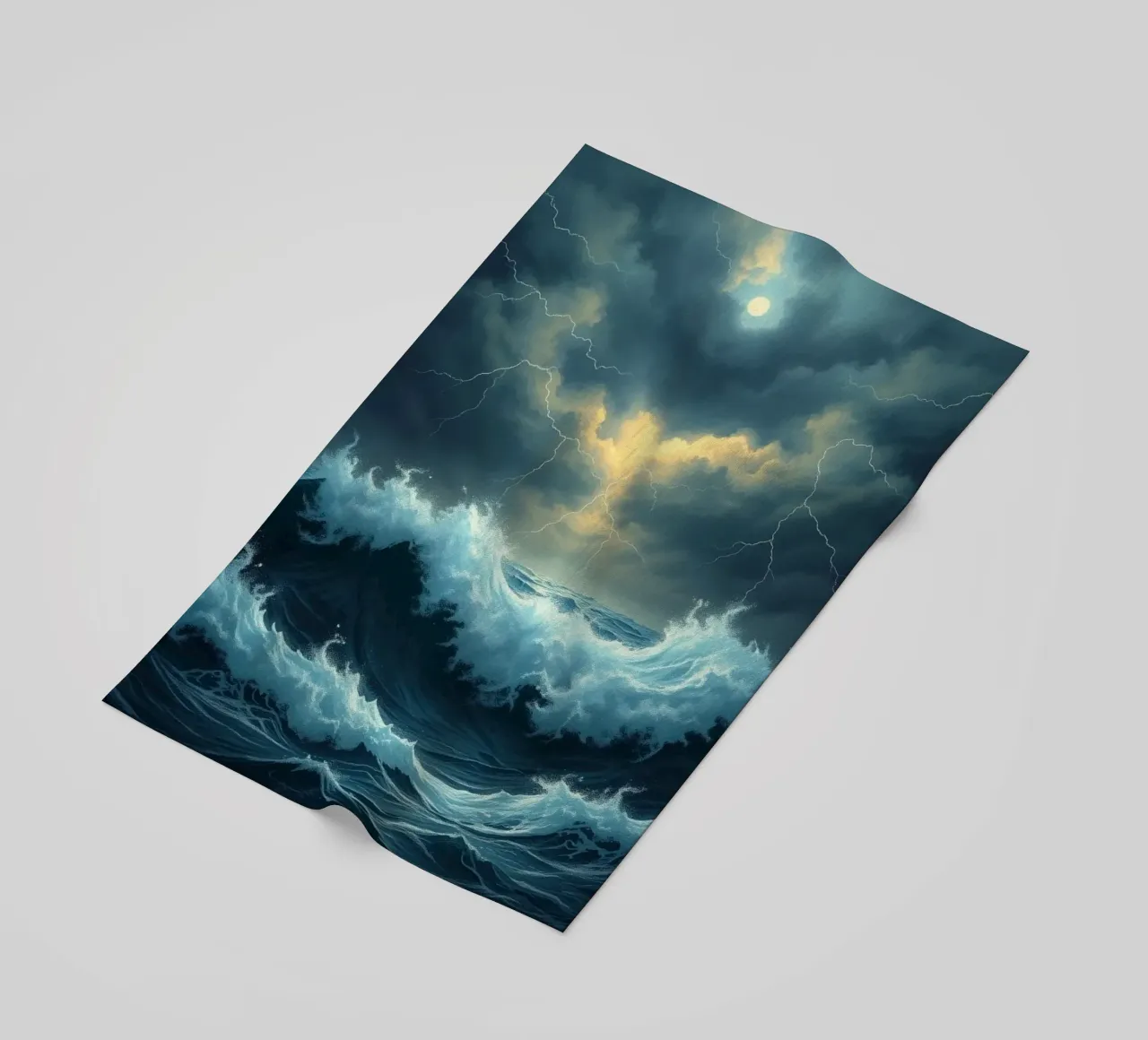 A Tempestuous Ocean Under a Striking Celestial Glow beach towel by Artistic-shop