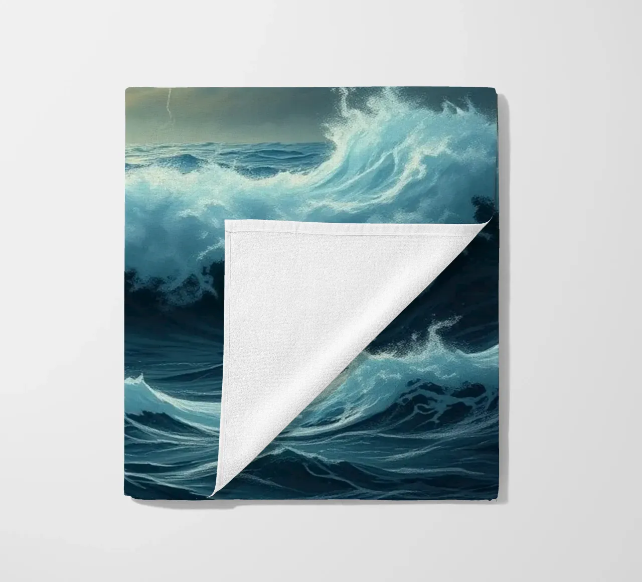 A Tempestuous Ocean Under a Striking Celestial Glow beach towel by Artistic-shop
