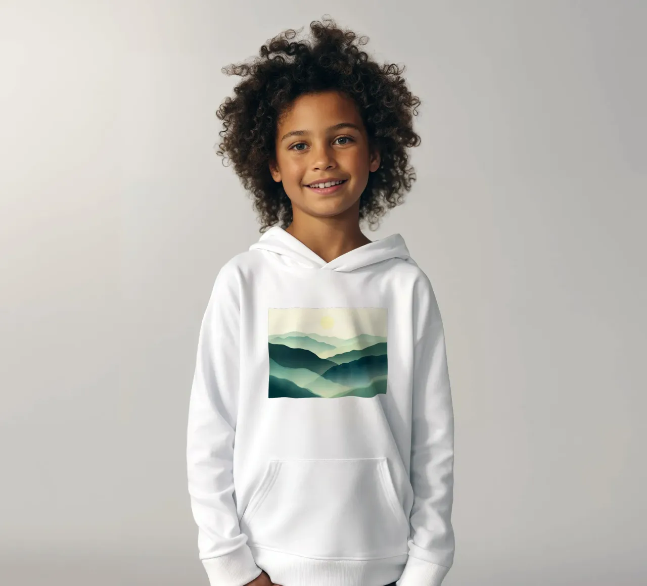 Un paesaggio astratto di cime ondulate e un sole gentile felpa bambino con cappuccio da Artistic-shop