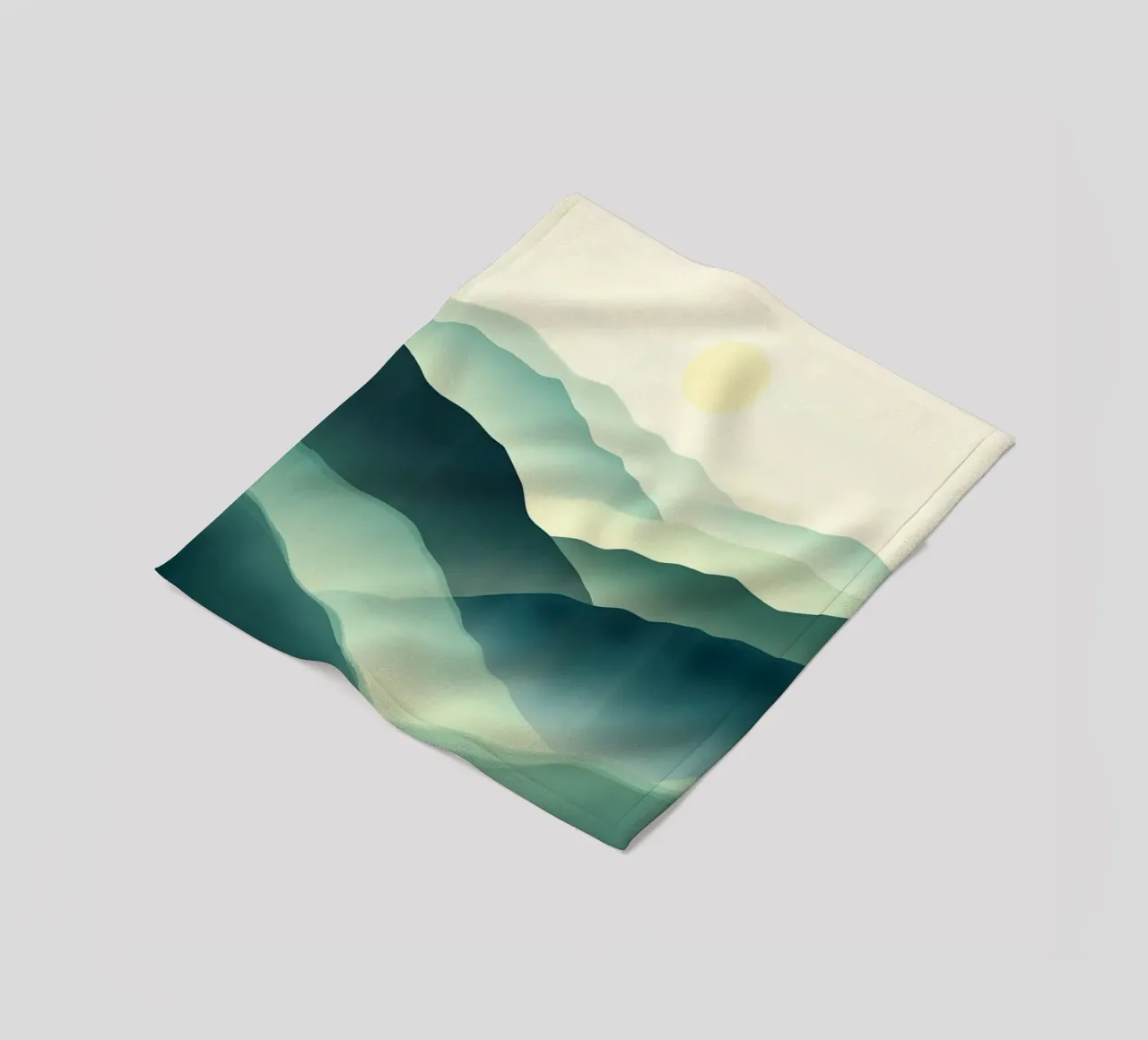 Un paesaggio astratto di cime ondulate e un sole gentile coperta in pile da Artistic-shop