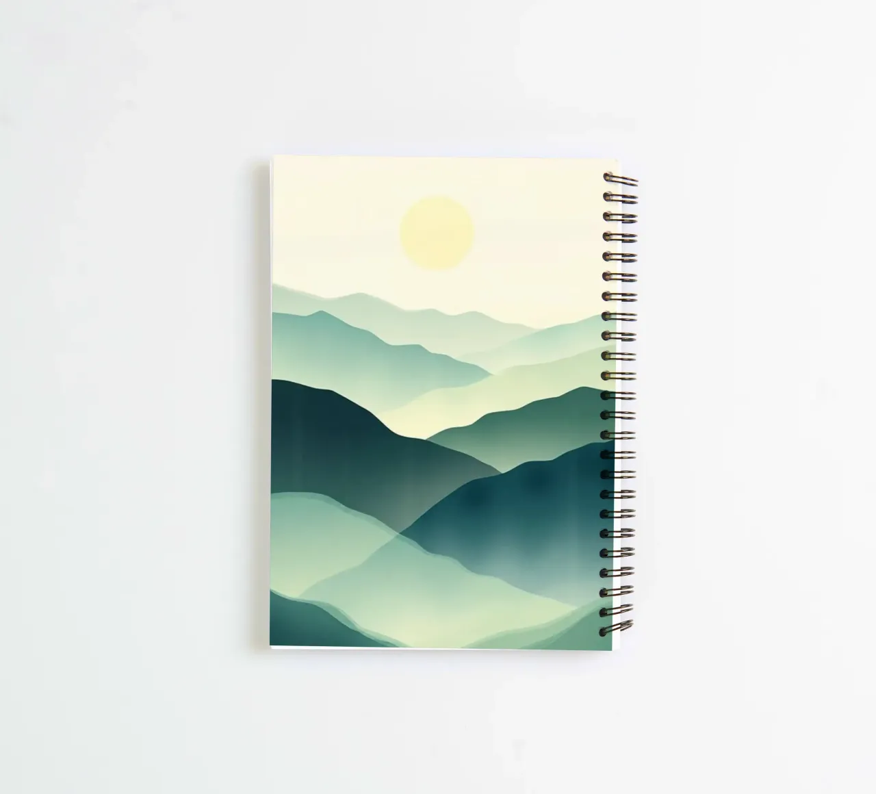 An Abstract Landscape of Rolling Peaks and a Gentle Sun spiral notebook by Artistic-shop