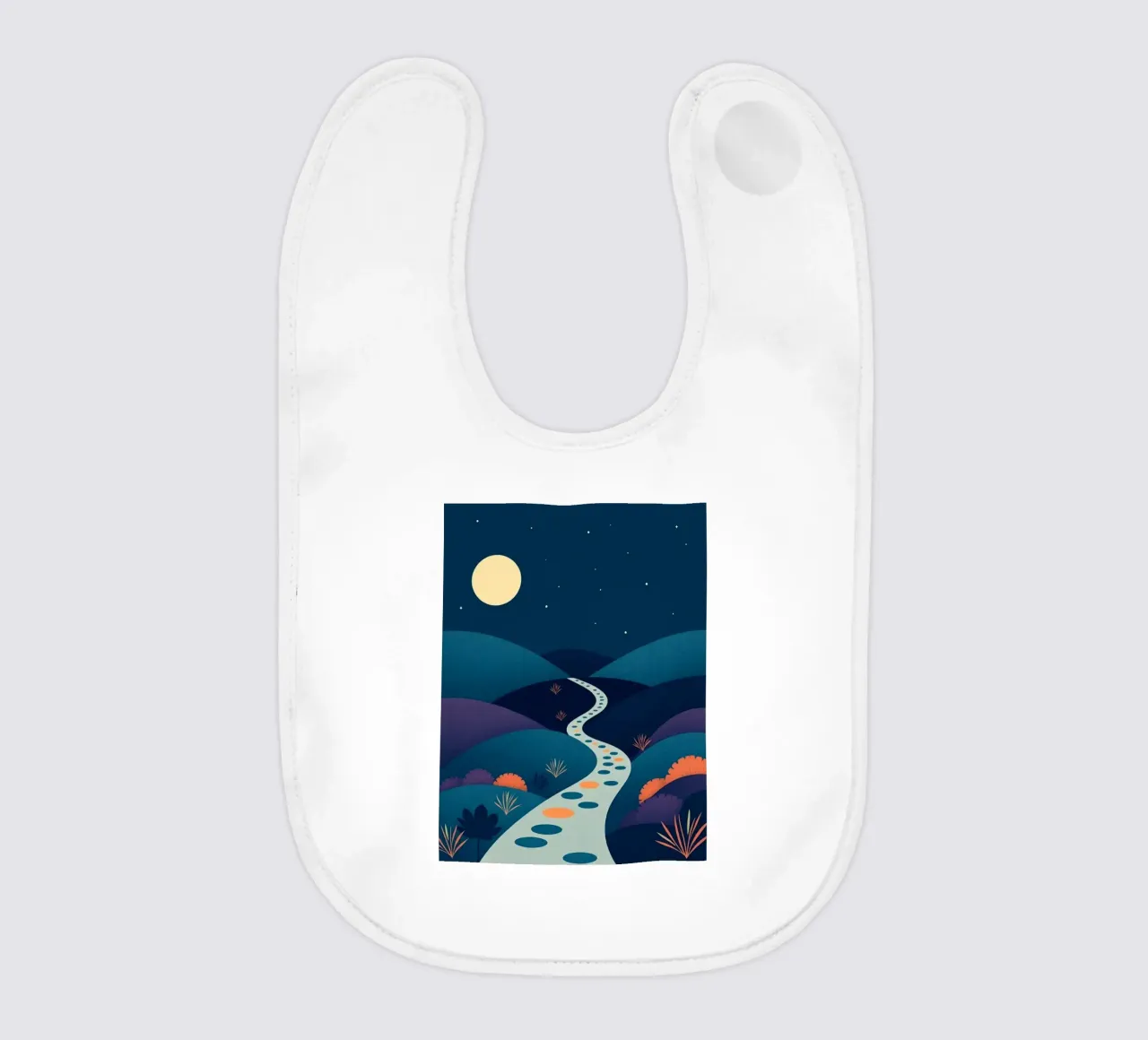 Ein ruhiger Weg unter dem Vollmond und funkelnden Sternen Babylätzchen von Artistic-shop