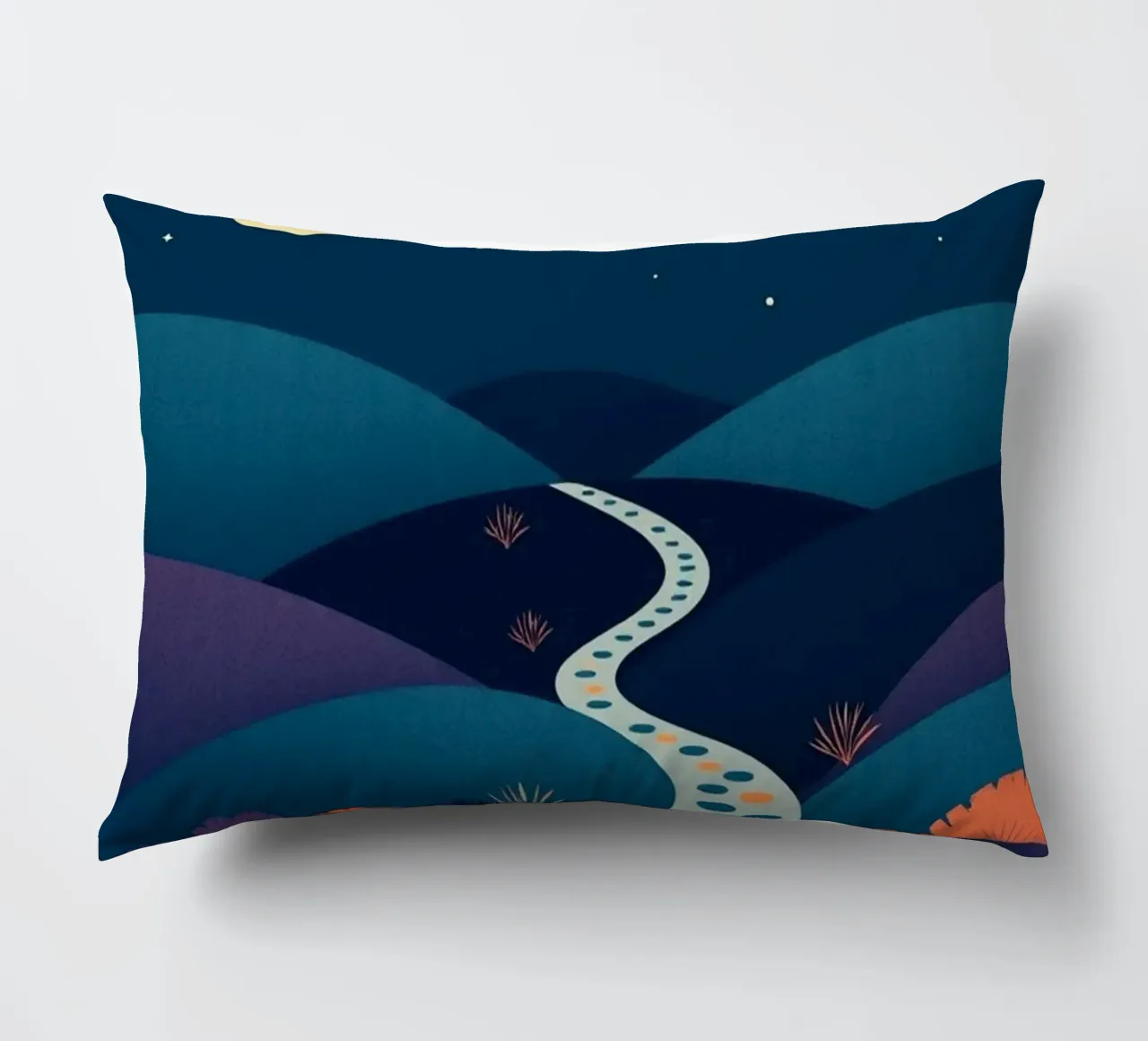 A Serene Path Under the Full Moon and Twinkling Stars decorative cushion by Artistic-shop