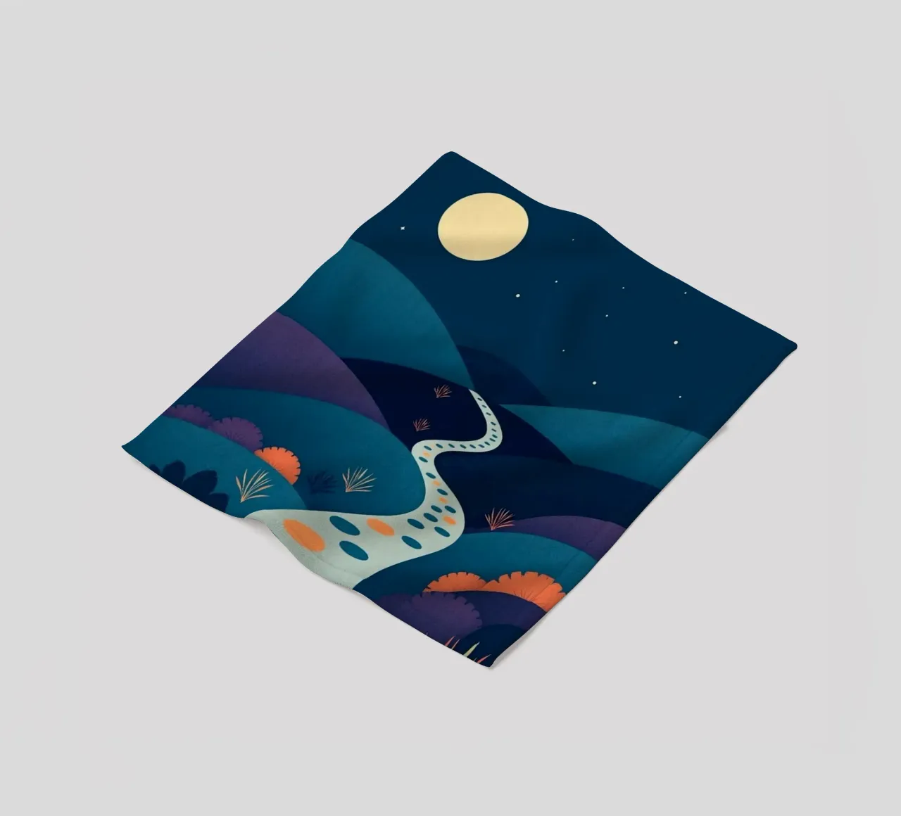 A Serene Path Under the Full Moon and Twinkling Stars fleece blanket by Artistic-shop